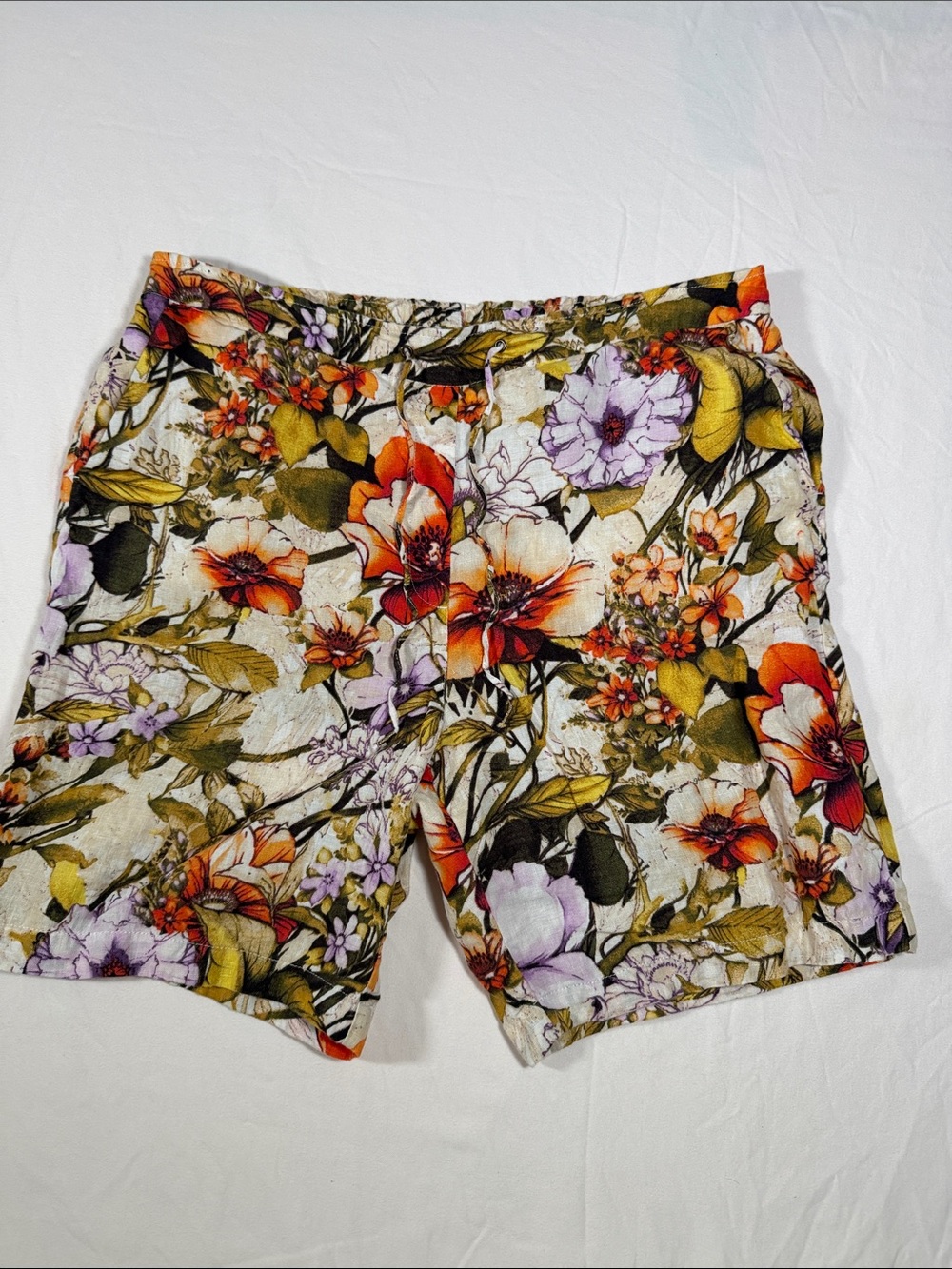 Chico's Floral Print Bermuda Shorts - Orange, Purple & Green